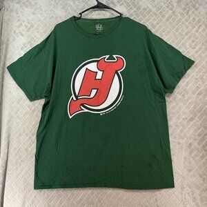 Hub T-Shirt Mens XL Green NJ Devils Hockey Logo Sports Short Sleeve Crew Neck